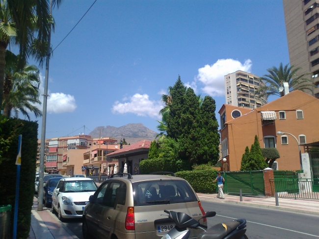 The street, in front of Monica Holidays, av de la Baixa