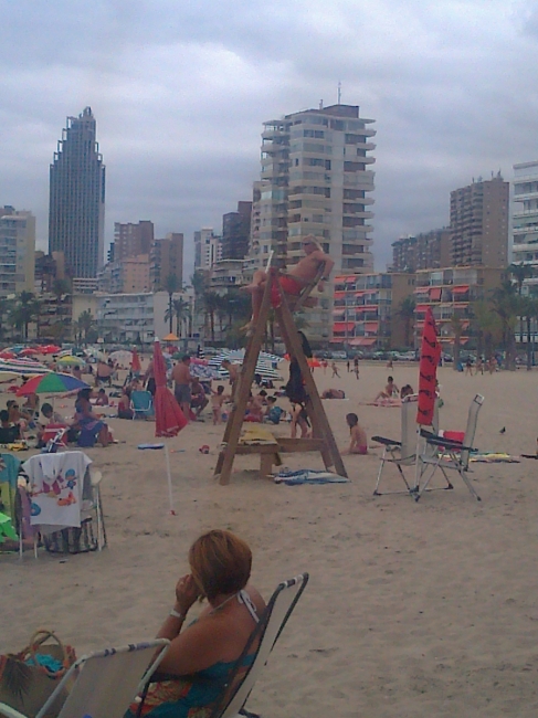 On the watch tower, guard on duty on Poniente Beach