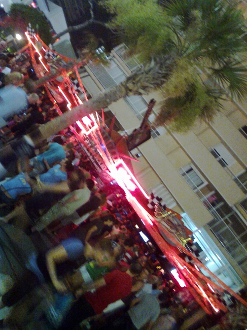 Heart Break Bar Benidorm, on Levante beach, packed as usual...