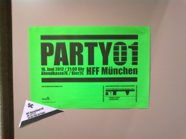 Party01 der HFF München, Flyer eben...