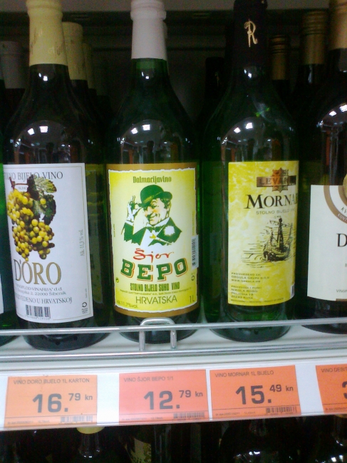 Sjor Bepo wine in Croatian Supermarket, 