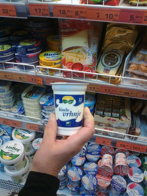 Kiselo Vrhnje in Croatian Supermarket, 