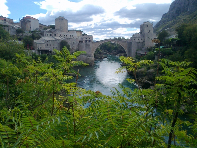 The bridge of Mostar, Destroyed during the war, rebuilt and renovated, a symbol of peace between religions