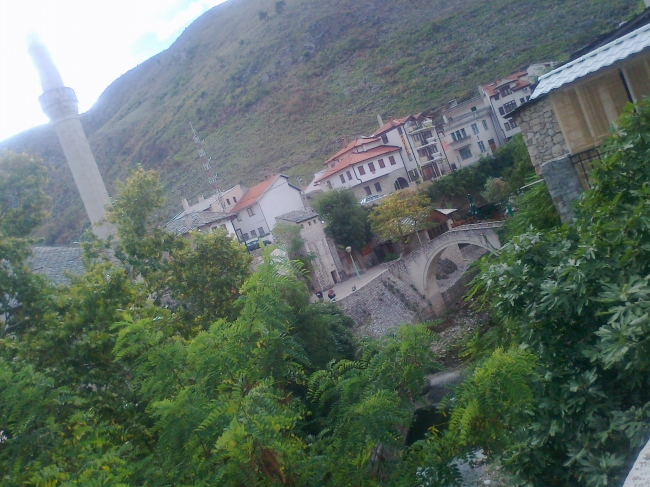 Mosque and a bridge in Mostar, 