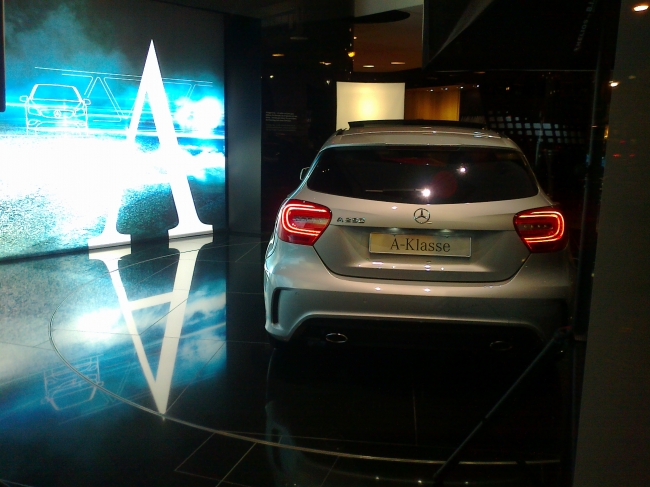 The new A-Class, Mercedes Benz, in the Showroom on Odeonsplatz, München