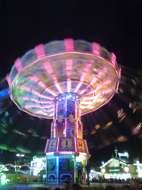 Illuminated caroussel, on the Oktoberfest 2012, Festwiesn