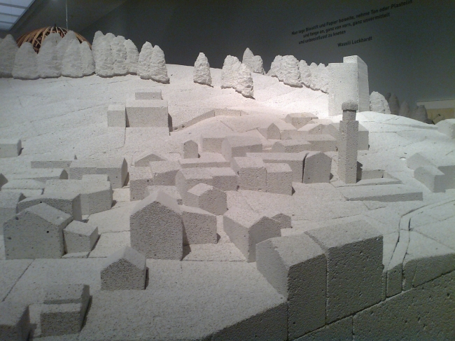 Peter Zumthor's draft model for a resort complex, done in gas beton