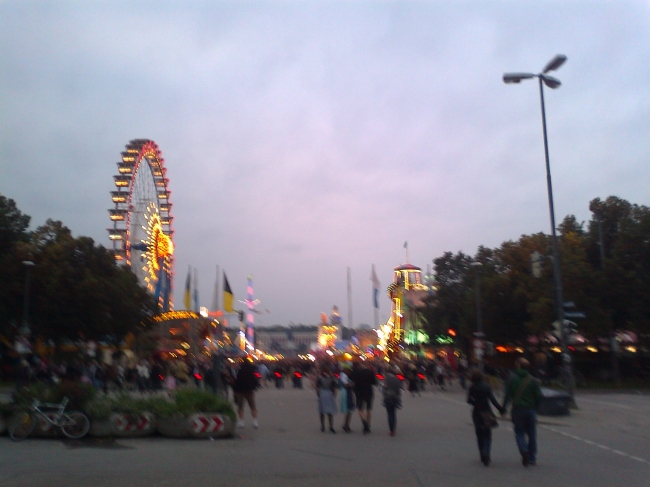 Oktoberfest, the big ferris wheel and the traditional conveyor belt thingy on the right