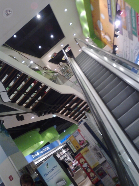 Escalator in Thalia, in the new Centro Erweiterung/ annex (note how they use a stair for the way down, to combine saving cash and slowing down people possibly leaving the store)