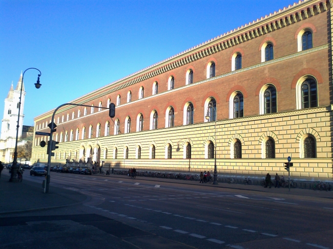 Staatsbibliothek Bayern of the University of Munich LMU, as seen from Leopoldstraße