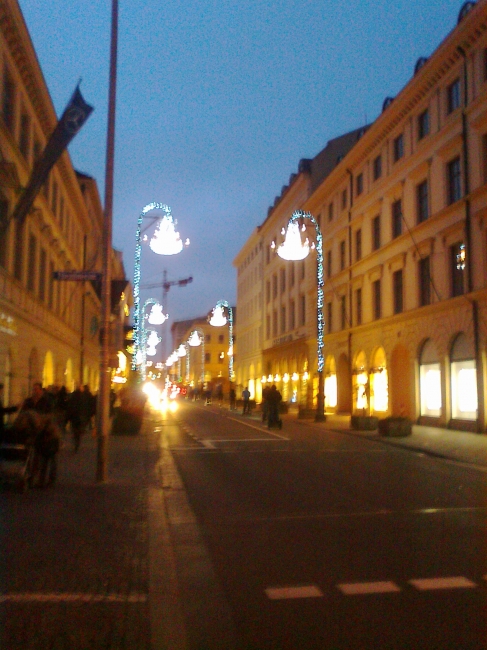 Brienner Straße, looking West from Odeonsplatz, with the Holiday Season illumination on