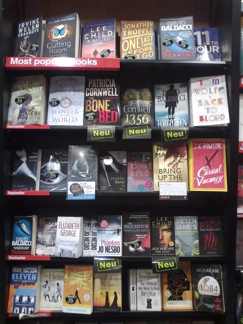 The book best sellers as of December 2012, Mayersche Düsseldorf, Kö/Shadowstraße