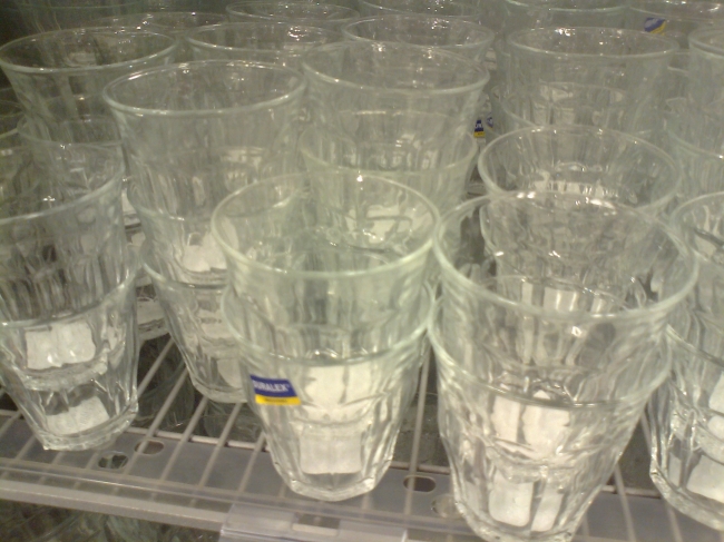 French wine glasses, from standard manufacturer Duralex