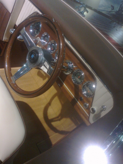 Boesch boat cockpit, steering wheel and armatures
