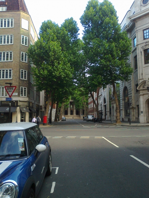 Houses and hall near Burberry headquarters, 