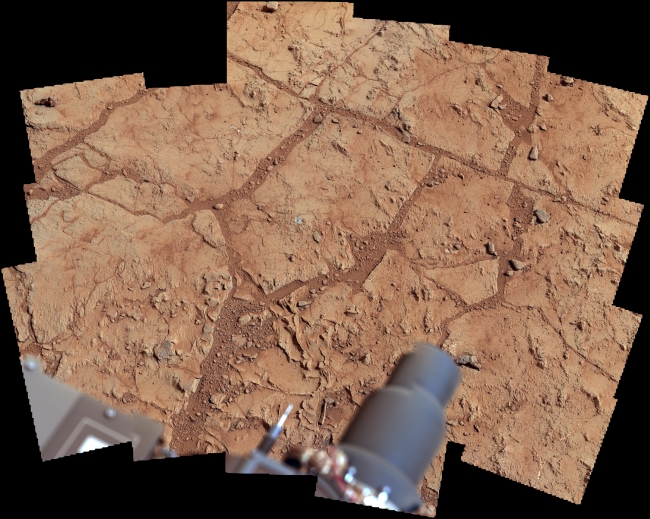 Investigating Curiosity's Drill Area, Annotated version Raw color version Click on an individual image for larger views NASA's Mars rover Curiosity used its Mast Camera (Mastcam) to take the imag...