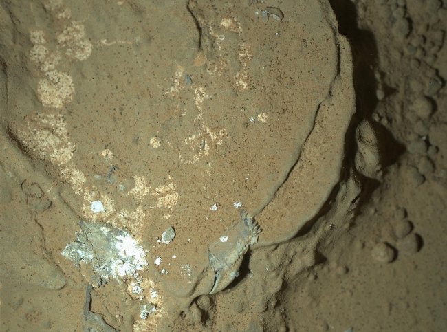 MAHLI's First Night Imaging of Martian Rock, White Lighting, This image of a Martian rock illuminated by white-light LEDs (light emitting diodes) is part of the first set of nighttime images taken by the Mars Hand Lens...