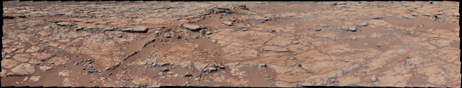 View from Inside 'Yellowknife Bay',  Raw Image Click on the image for larger version From a position in the shallow "Yellowknife Bay" depression, NASA's Mars rover Curiosity used its right Mast...