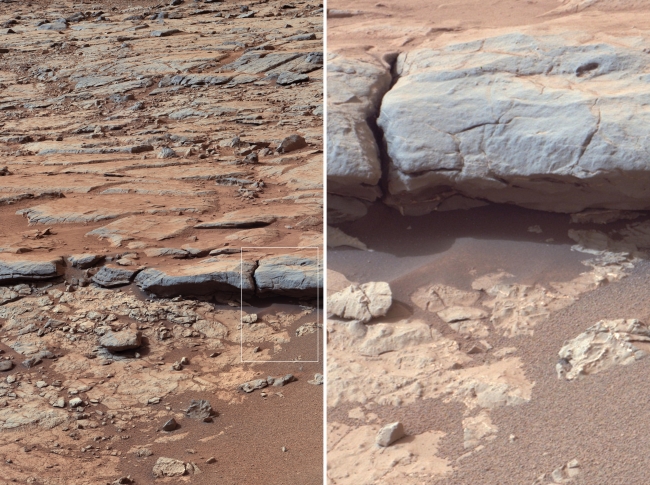'Yellowknife Bay' Veins and Concretions,  Annotated Image Click on the image for larger version The right Mast Camera (Mastcam) of NASA's Curiosity Mars rover provided this view of the lower stratig...
