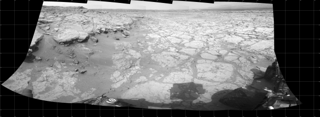 At Edge of 'Yellowknife Bay,' Sol 130,  In a shallow depression called "Yellowknife Bay," the NASA Mars rover Curiosity drove to an edge of the feature during the 130th Martian day, or sol, of the...