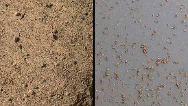 Windblown Sand from the 'Rocknest' Drift, Annotated Image Click on the image for larger version The Mars Hand Lens Imager (MAHLI) on NASA's Mars rover Curiosity acquired close-up views of sands in th...