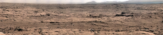 Panoramic View From 'Rocknest' Position of Curiosity Mars Rover, Figure 1 Click on the image for larger version This panorama is a mosaic of images taken by the Mast Camera (Mastcam) on the NASA Mars rover Curiosity while ...