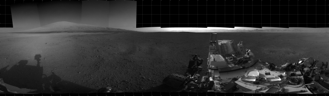 The Heights of Mount Sharp,  With the addition of four high-resolution Navigation Camera, or Navcam, images, taken on Aug. 18 (Sol 12), Curiosity's 360-degree landing-site panorama now ...