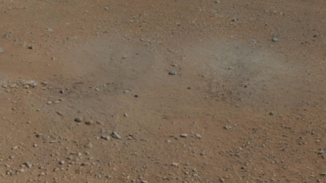 A Set of Blast Marks in Color, Right Side, This cut-out from a color panorama image taken by NASA's Curiosity rover shows the effects of the descent stage's rocket engines blasting the ground. It come...
