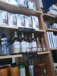 A shelf at Starbucks's