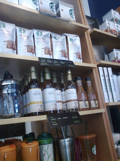 A shelf at Starbucks's, Shadowarkaden