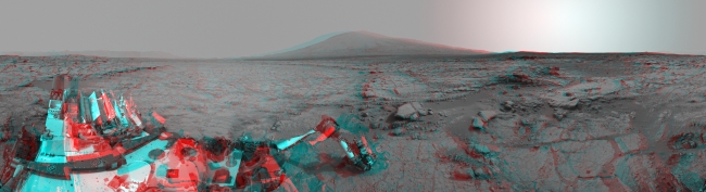 Mars Stereo View from "John Klein" to Mount Sharp, Left-eye view Right-eye view Click on an individual image for full resolution figures image Left and right eyes of the Navigation Camera (Navcam) in NASA's C...