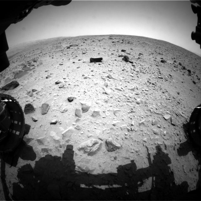 One Down, Many Kilometers to Go, NASA's Curiosity Mars rover captured this image with its left front Hazard-Avoidance Camera (Hazcam) just after completing a drive that took the mission's to...