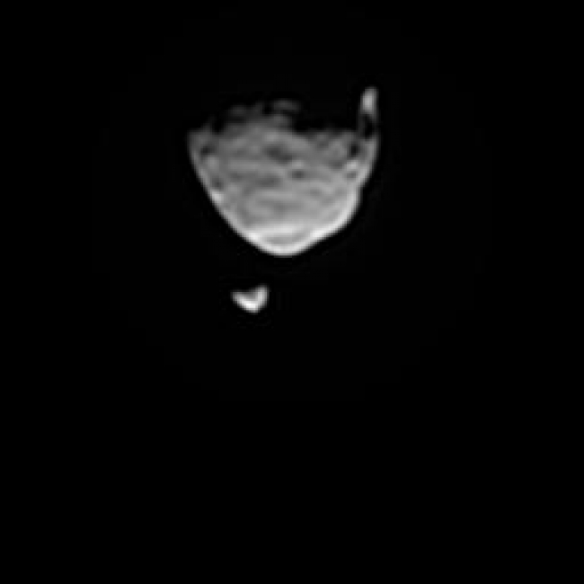 Smoothed Movie of Phobos Passing Deimos in Martian Sky, This movie clip shows Phobos, the larger of the two moons of Mars, passing in front of the other Martian moon, Deimos, on Aug. 1, from the perspective of NAS...