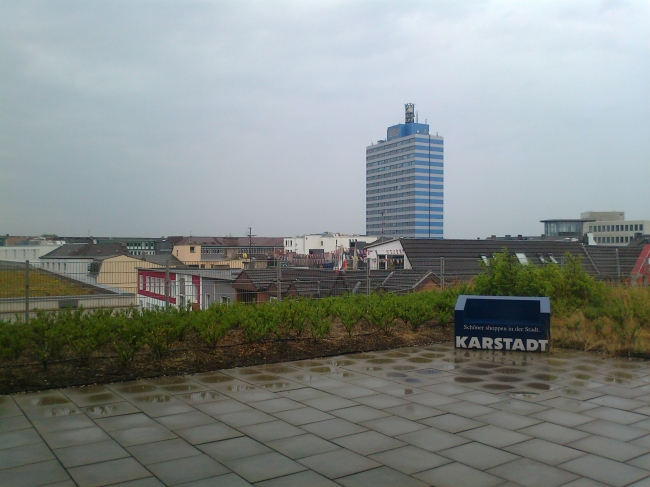 HOIST Tower, Karstadt's terrace, looking South, offers a view to the impressively ugly Hoist tower
