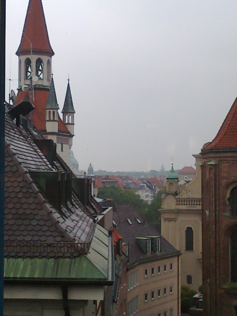 Roofs of Munich, looking towards Viktualienmarkt, as seen from Hugendubel's 6th level