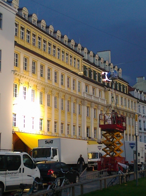 Dallmayr TV commercial shoot, a big lamp being used outside to simulate daylight, while producing two new 30 seconds spots for the deli and coffee roaster