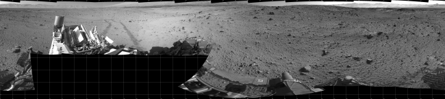 Full-Circle Vista During Curiosity's Approach to 'Dingo Gap', This mosaic of images from the Navigation Camera (Navcam) on NASA's Mars rover Curiosity shows the terrain surrounding the rover's position on the 524th Mart...