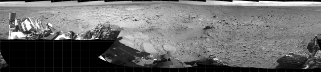 Rocky Mars Ground Where Curiosity Has Been Driving, NASA's Mars rover Curiosity captured this 360-degree view using its Navigation Camera (Navcam) after a 17-foot (5.3 meter) drive on 477th Martian day, or sol...