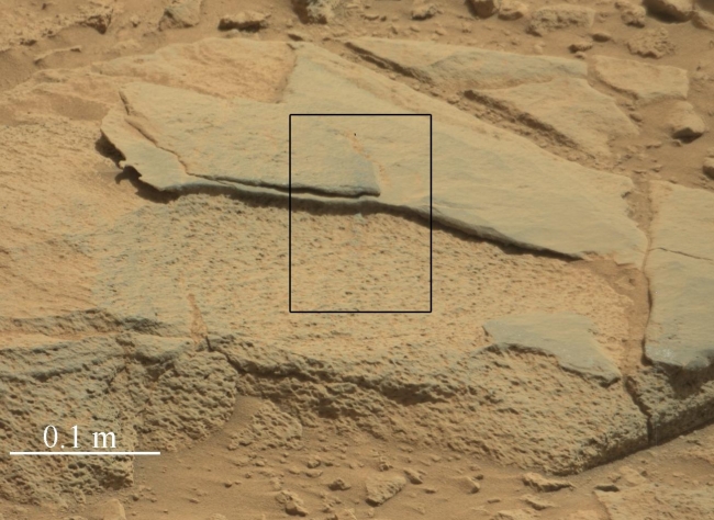 Target Rock 'Ithaca' in Gale Crater, Mars,  Unannotated Version Click on the image for larger version The rock "Ithaca" shown here, with a rougher lower texture and smoother texture on top, appears to...