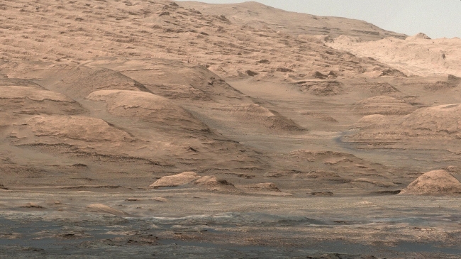 Mount Sharp Buttes and Layers From Near 'Darwin', This view from the Mast Camera (Mastcam) on NASA's Curiosity Mars rover shows dramatic buttes and layers on the lower flank of Mount Sharp. It is a mosaic of...