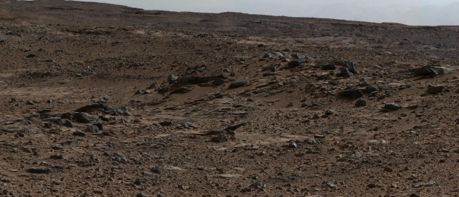 Sol 696 (July 22, 2014), Left, Figure 1 Click on the image for larger version This image from the Mast Camera (Mastcam) on NASA's Curiosity Mars rover shows inclined strata at "Zabriskie P...
