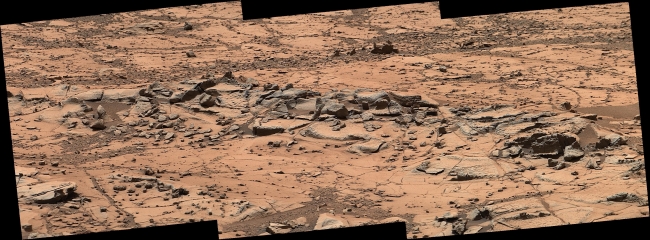 Erosion Resistance at 'Pink Cliffs' at Base of Martian Mount Sharp, Figure 1 Click on the image for larger version This small ridge, about 3 feet (1 meter) long, appears to resist wind erosion more than the flatter plates aro...