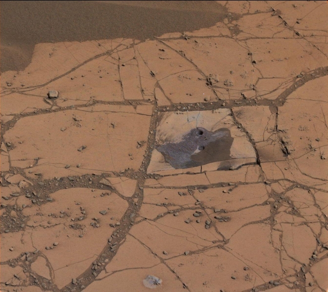 'Confidence Hills' -- The First Mount Sharp Drilling Site, Annotated Version Click on the image for larger annotated version This image shows the first holes drilled by NASA's Mars rover Curiosity at Mount Sharp. The...