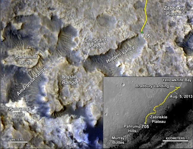 Sandy Martian Valleys in Curiosity's Near Future,  The main map here shows the assortment of landforms near the location of NASA's Curiosity Mars rover as the rover's second anniversary of landing on Mars ne...