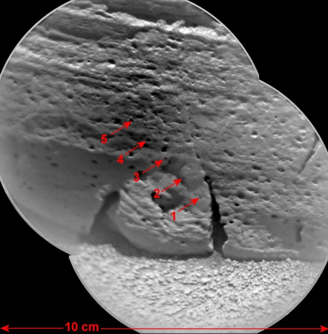 Mars Rock 'Rocknest 3' Imaged by Curiosity's ChemCam, This view of a rock called "Rocknest 3" combines two images taken by the Chemistry and Camera (ChemCam) instrument on the NASA Mars rover Curiosity and indic...