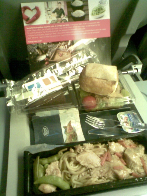 KLM in flight dinner, (the pasta)