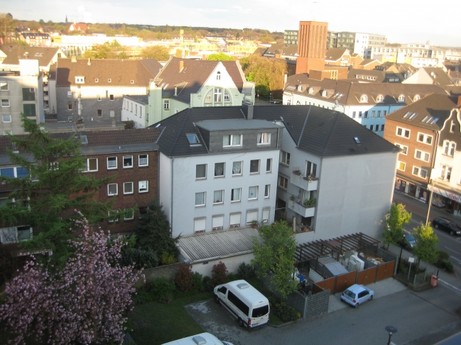 Oberhausen from St. Clemens hospital, view over Sterkrader Tor