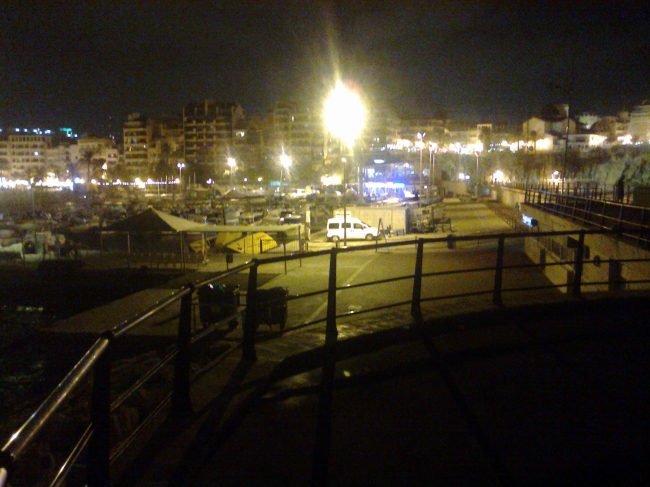 Poniente, Parque del Elche and City Centre, seen from the outer corner of the port of Benidorm