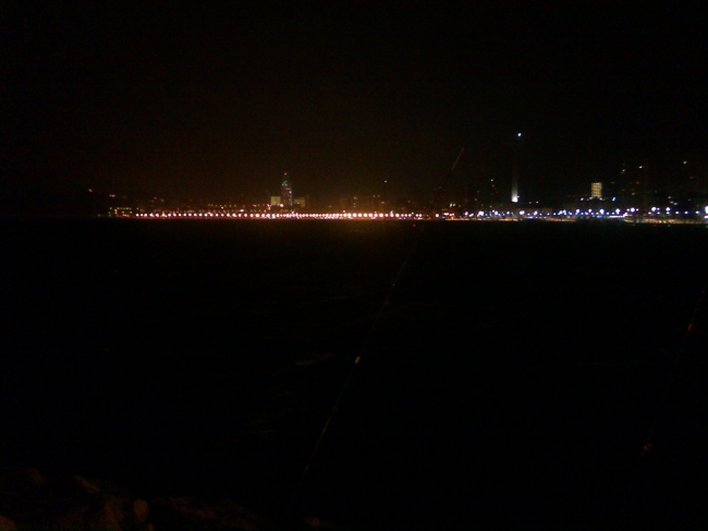 Poniente Beach, seen from the outer corner of the port of Benidorm