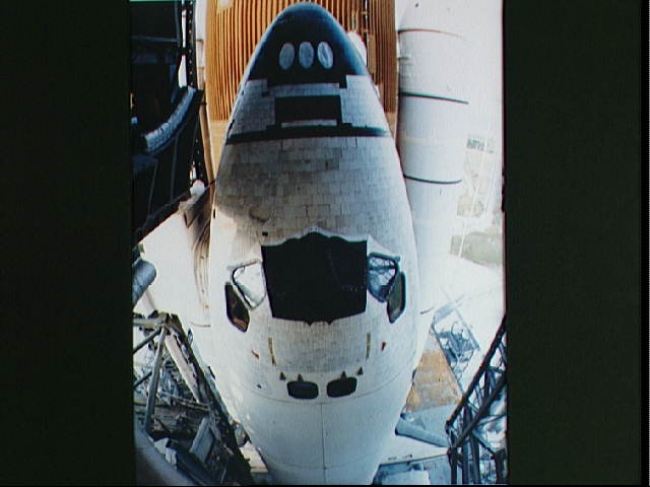 Space shuttle orbiter on launch pad, Taken by NASA